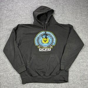Six Flags GCPD Hoodie Mens L Black Pullover Gotham City‎ Police Department Cap
